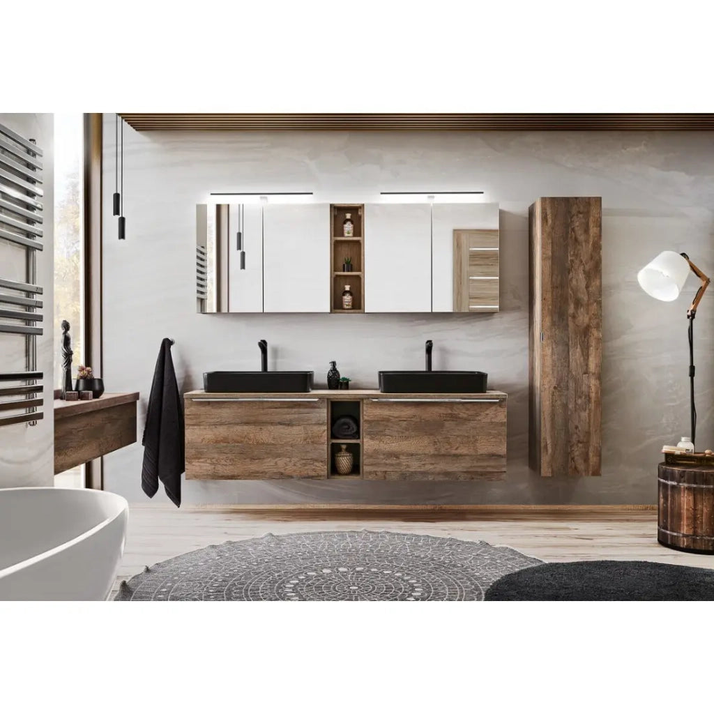 Mobile sottolavabo VANTA rovere scuro 60 cm – Modulo sospeso con cassetti