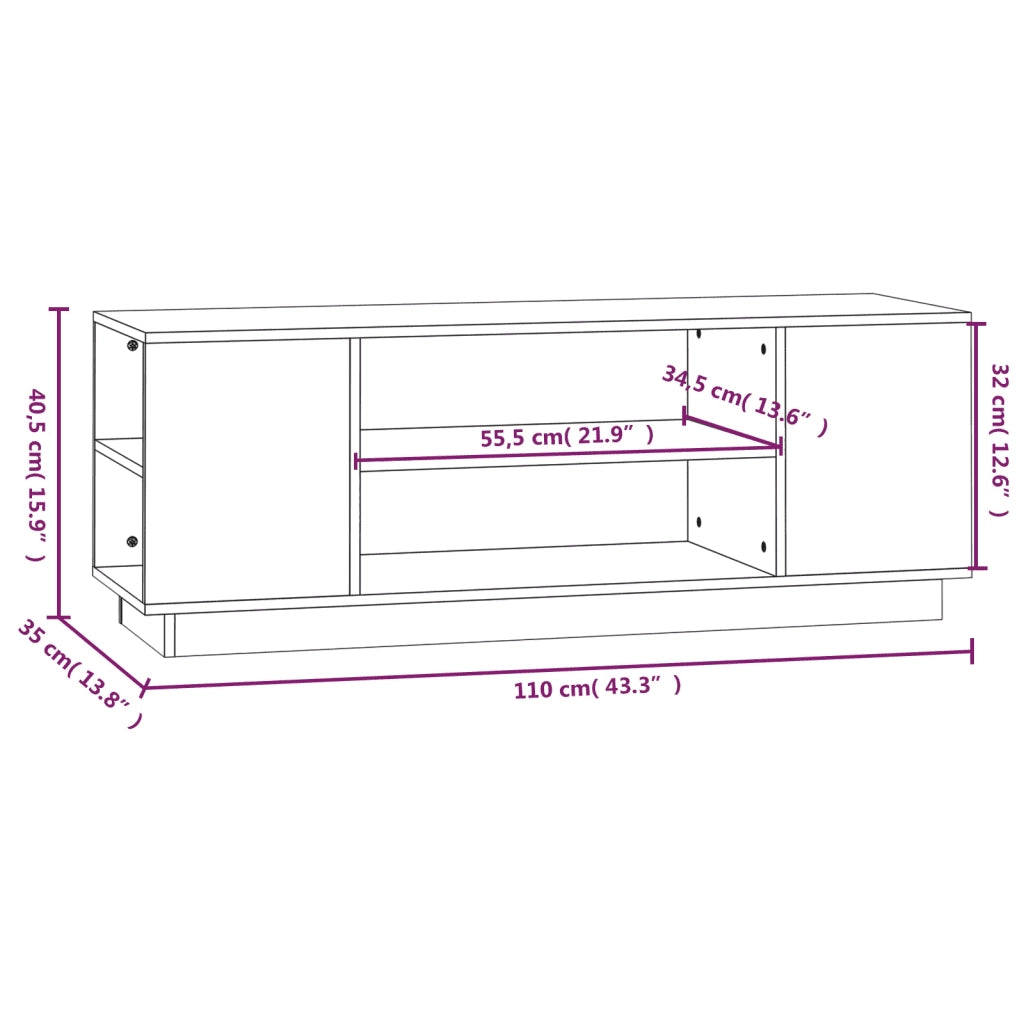 Mobile Porta TV-Mobile per TV-Credenza TV ambra 110x35x40,5 cm in Legno Massello di Pino 564422