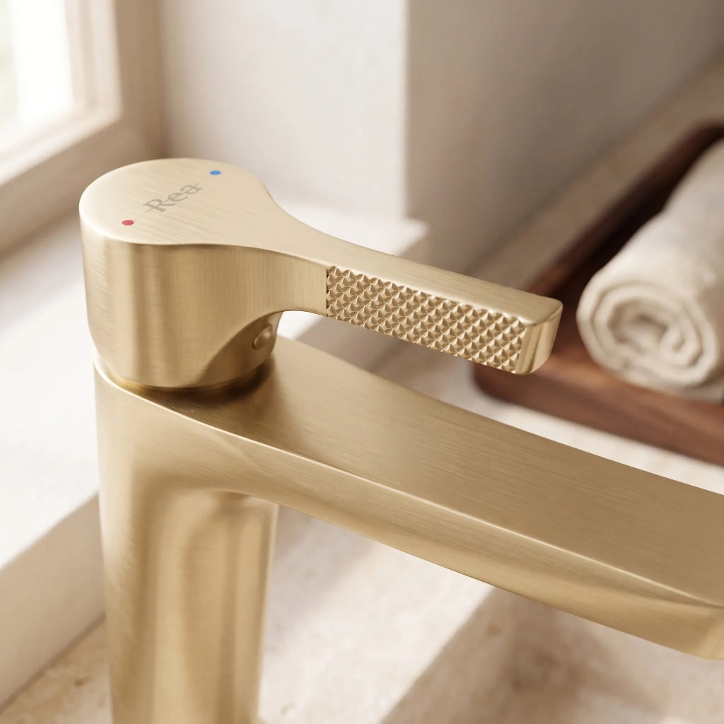 Rubinetto Da Lavabo Premium Rea Maxim Brush Gold Low