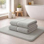 Sanenere, set di Asciugamani 100% Cotone set da 2, Grigio Pietra