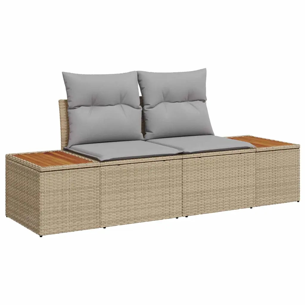 Set Divano da Giardino 4 pcs Beige e Grigio Chiaro Polyrattan