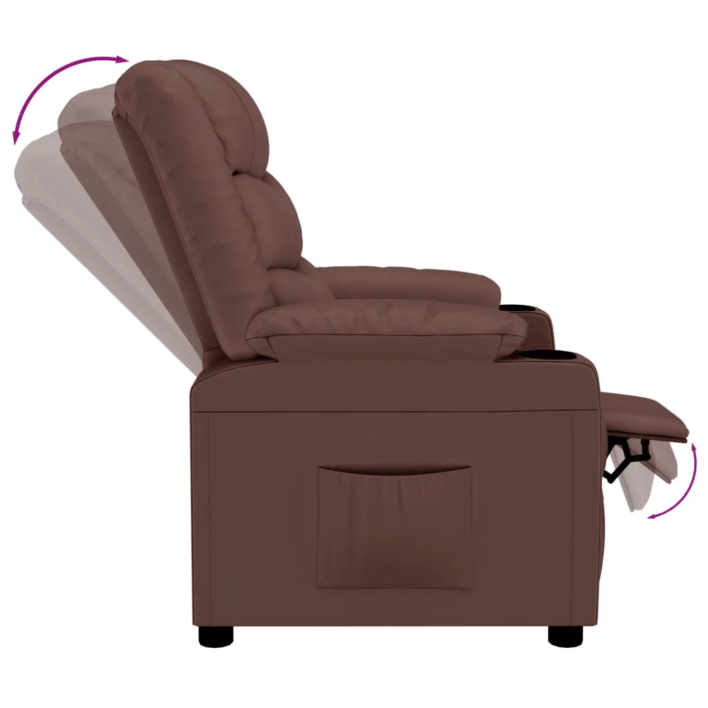 Poltrona Reclinabile Marrone in Similpelle 348044