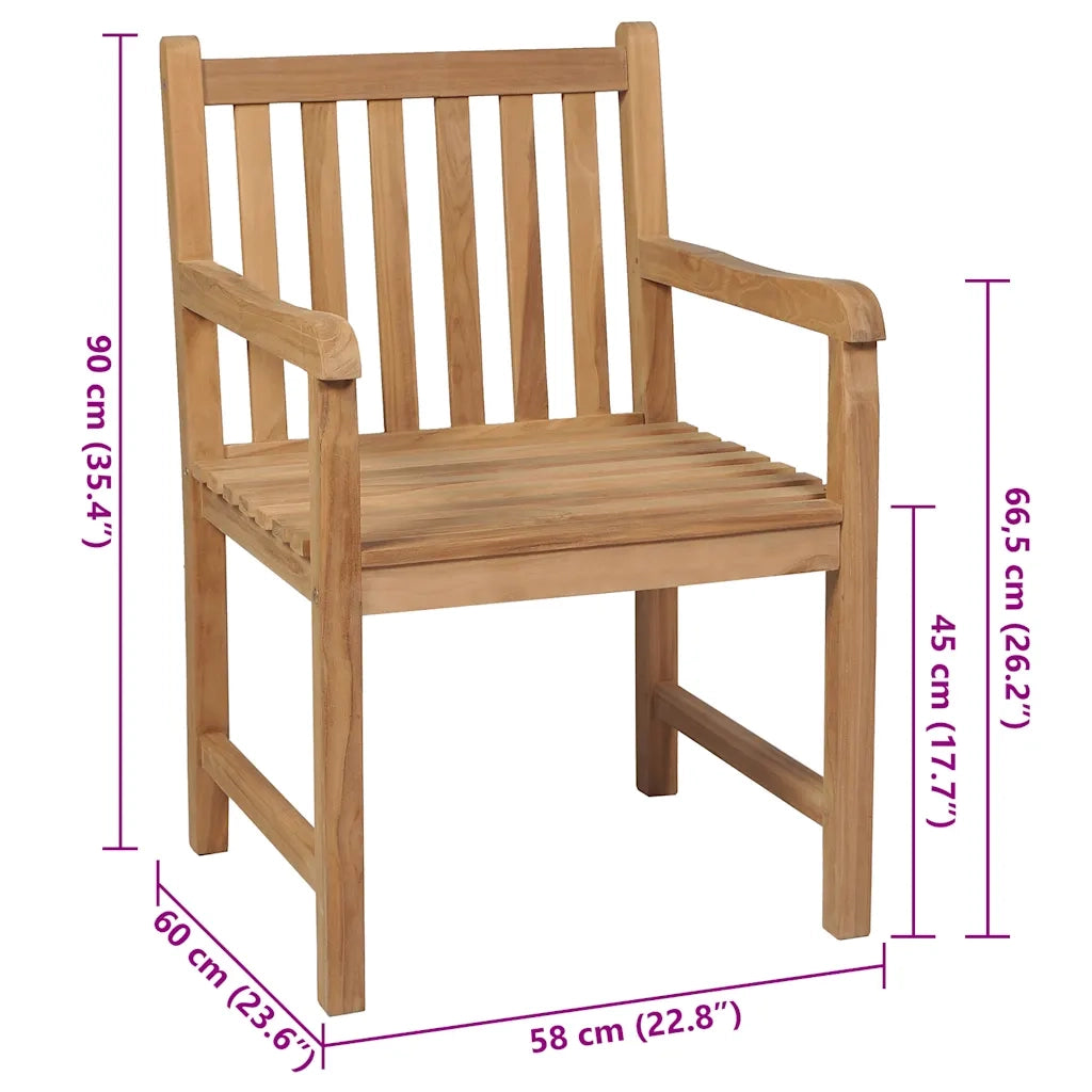 Sedie da Giardino 4 pz con Cuscini Neri in Massello di Teak 3073011