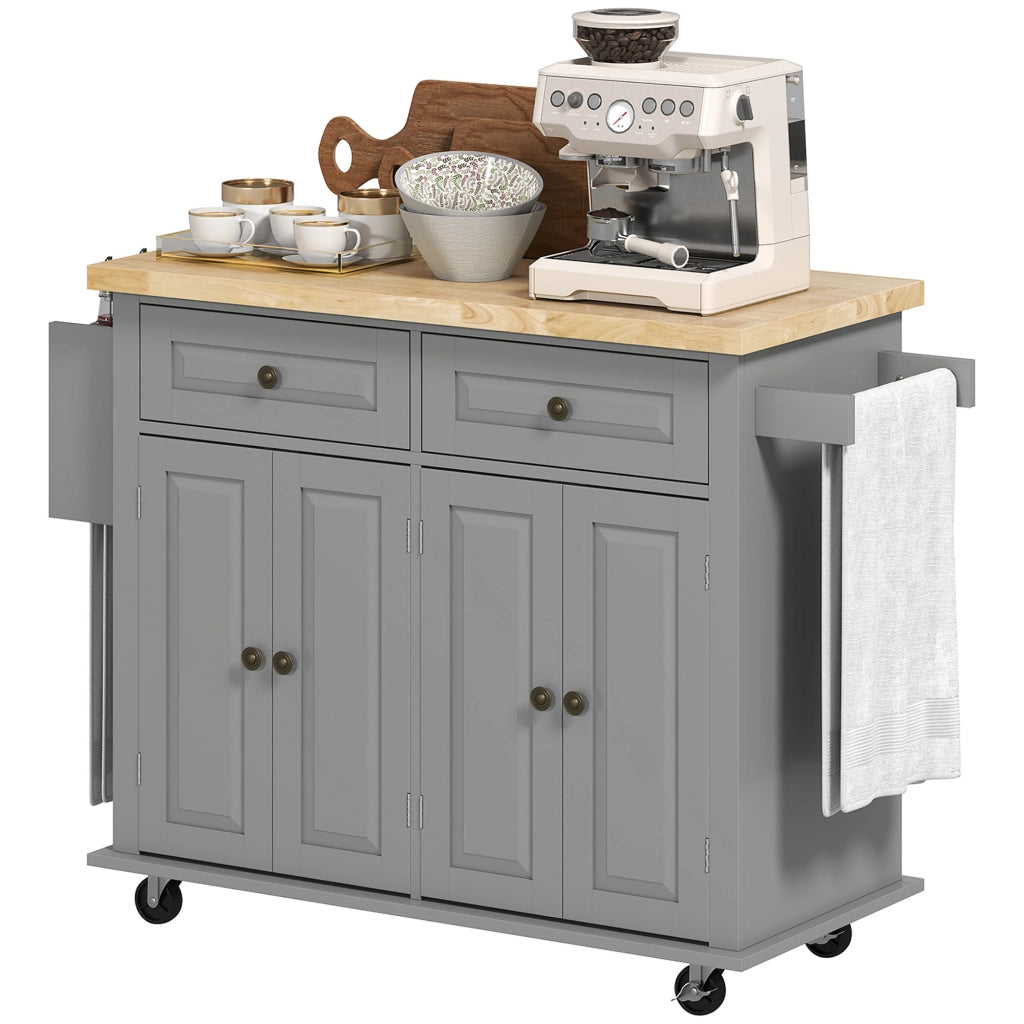 Carrello da cucina con cassetti e ripiani ¨C Xylo ¨C grigio MDF e legno h¨¦v¨¦a