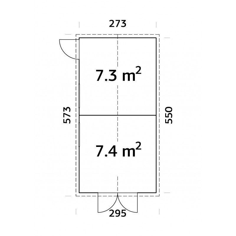 Casetta da giardino in legno 273x550 cm con doppia porta e porta laterale 14,7 m²  Esterni da Vivere