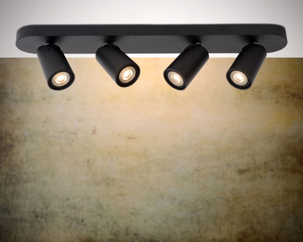 Spot soffitto Lucide Xyrus 4xGU10 LED 2200-3000K nero