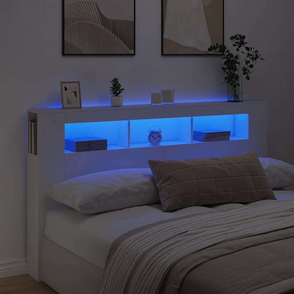 Testiera LED Bianca 180x18,5x103,5 cm Legno Multistrato 837358