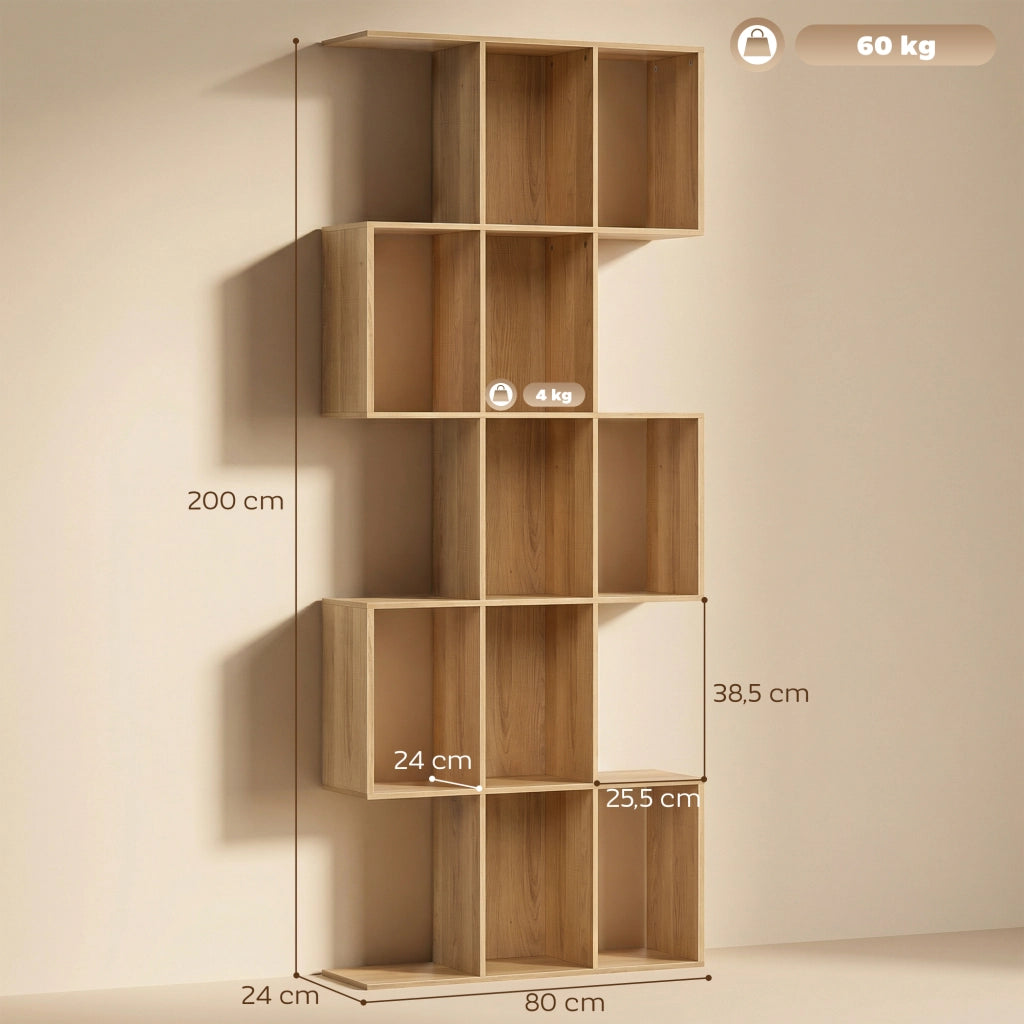 Libreria a 5 livelli scaffale S ¨C Minimal ¨C 80x24x200 cm quercia