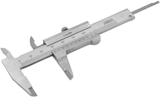 Misuratore di Spessore a Vernier con Raggio di Azione 0-50 mm - Alta Precisione - Acciaio Inossidabile - Misuratore Portatile - Mini - Doppia Scala - Rullo di Misura
