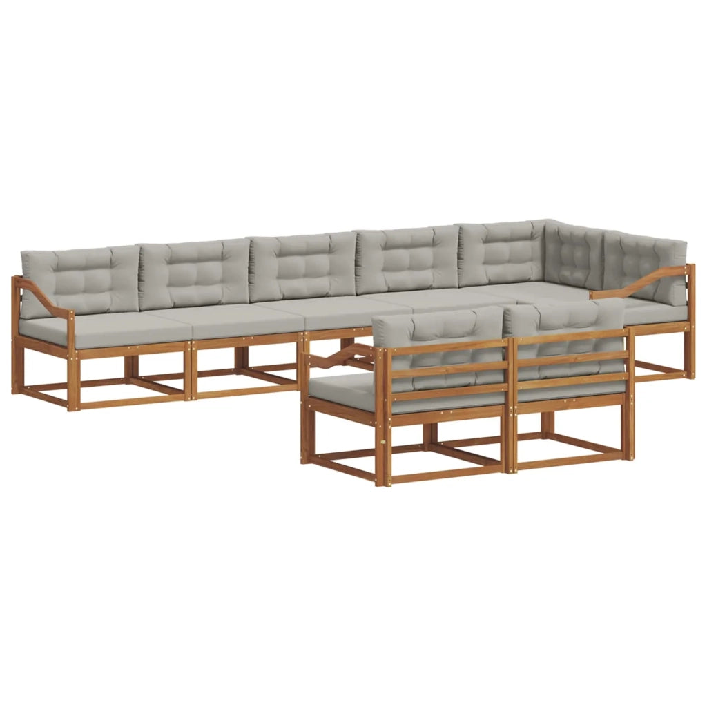 Set di divani da esterno 8 pcs Grigio Naturale e Chiaro 3367769
