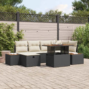 Set Divano da Giardino con cuscino 7 pcs Nero polyrattan