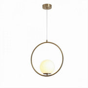 Trade Shop - Lampadario A Sospensione Minimalista Lampada Metallo Bronzo Con Sfera Vetro G9 A97 -