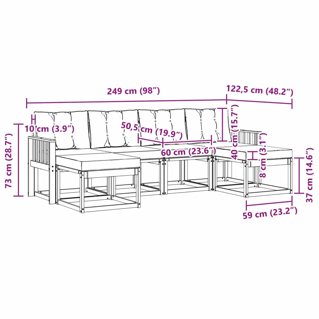 Set di divani da esterno con cuscino 6 pcs Bianco e Beige 3389739