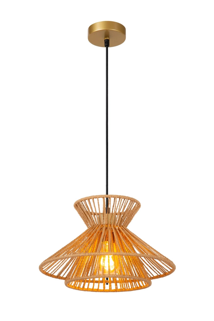 Lampada a sospensione boho TASMAN legno chiaro E27 60W Lucide