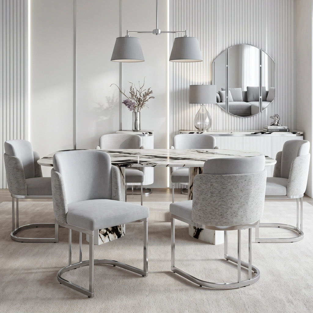 SEDIA Set da 2 pezzi Chenille Grigio e Argento