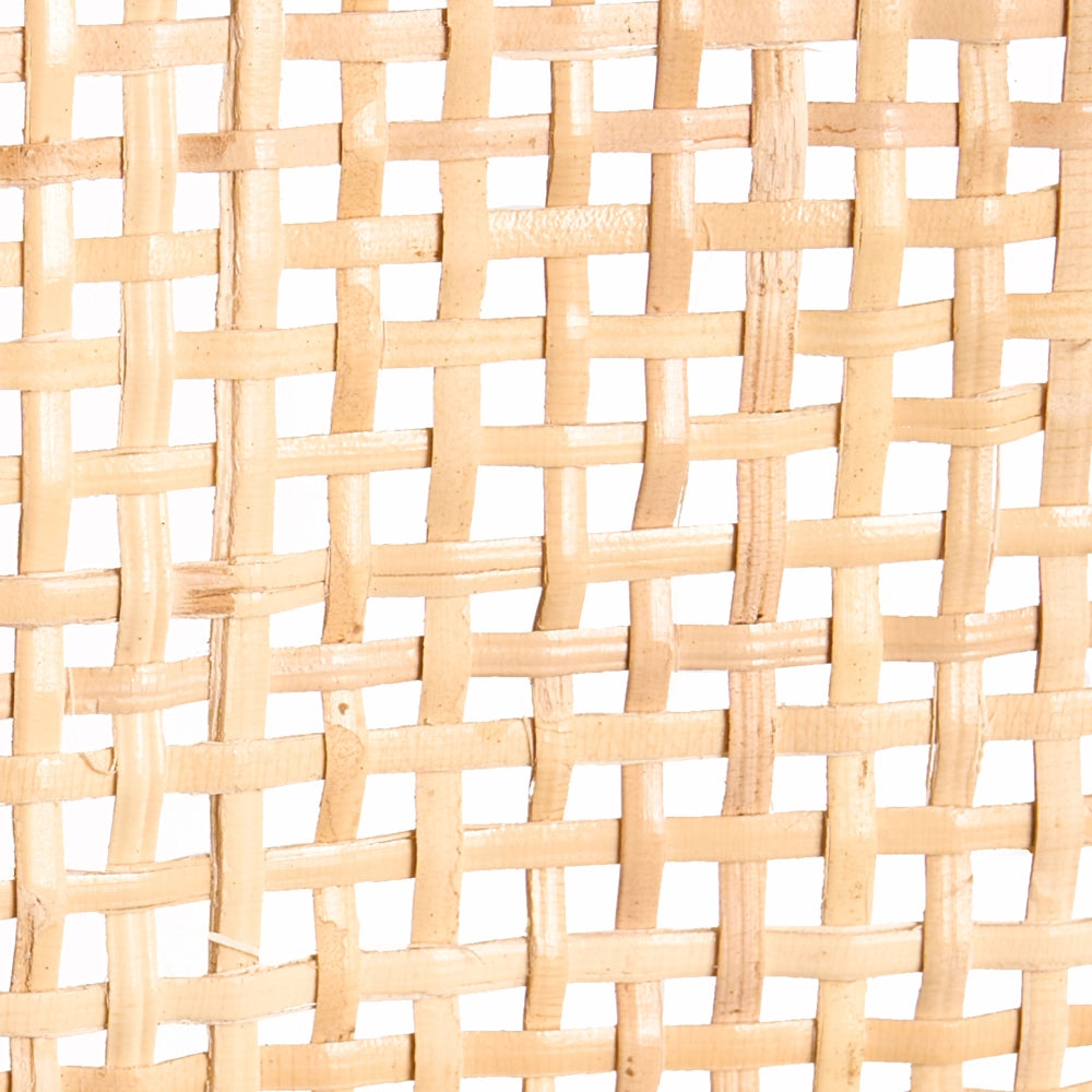 Lampadario con base in ferro nero e paralume in rattan stile boho luce d'atmosfera naturale