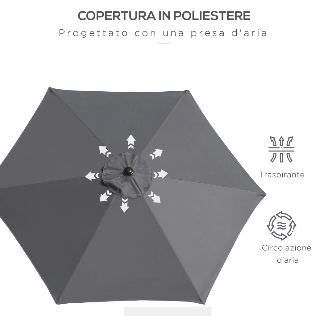 Ombrellone da Giardino Inclinabile ¨C Xylo ¨C Alluminio Grigio e Nero 2.6x2.4m