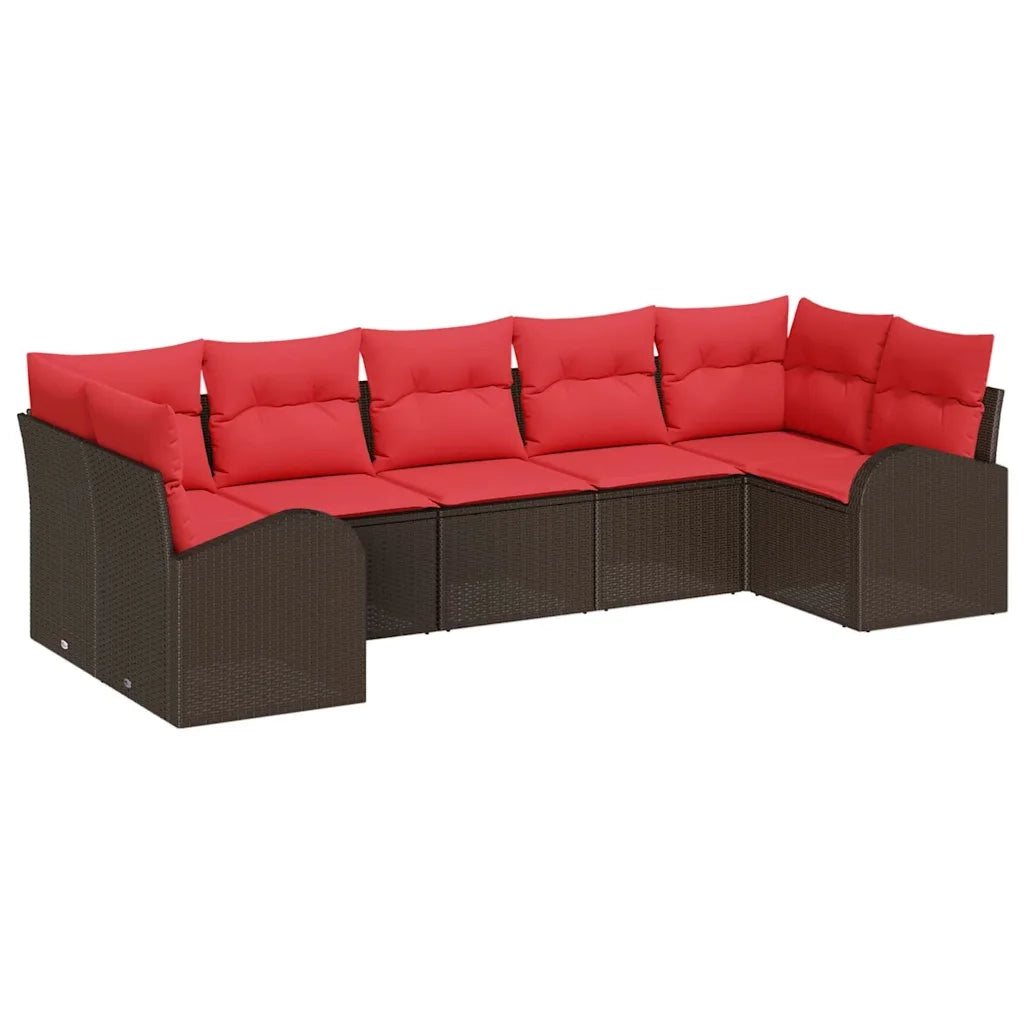 Set Divano da Giardino 7 pcs Marrone e Rosso polyrattan 3354863