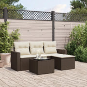 Set Divano da Giardino 5 pz con Cuscini Marrone in Polyrattan 3218873