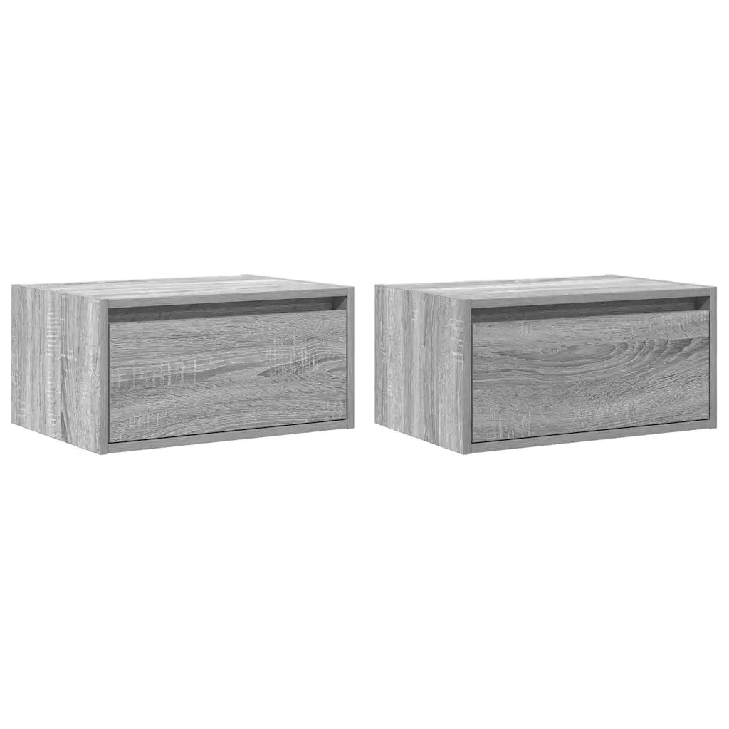 Comodini a Parete con luci LED 2 pz Grigio Sonoma 860222