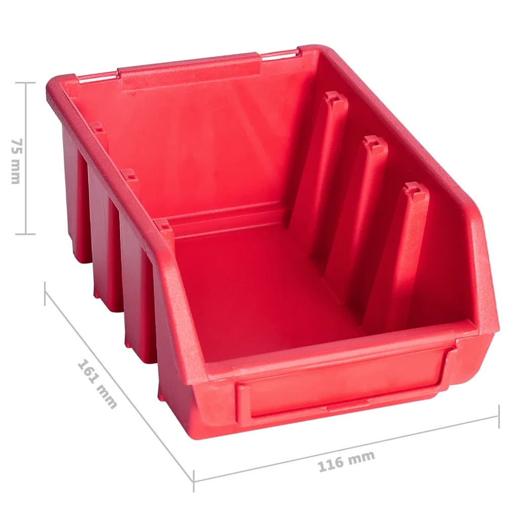 Kit Contenitori 39 pz con Pannelli a Parete Rosso e Nero 150809