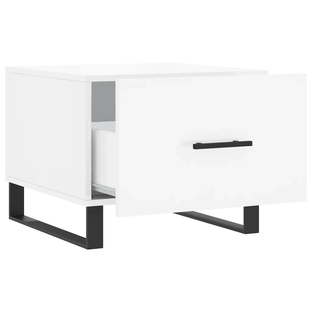 Tavolini Salotto 2pz Bianco Lucido 50x50x40cm Legno Multistrato 829449