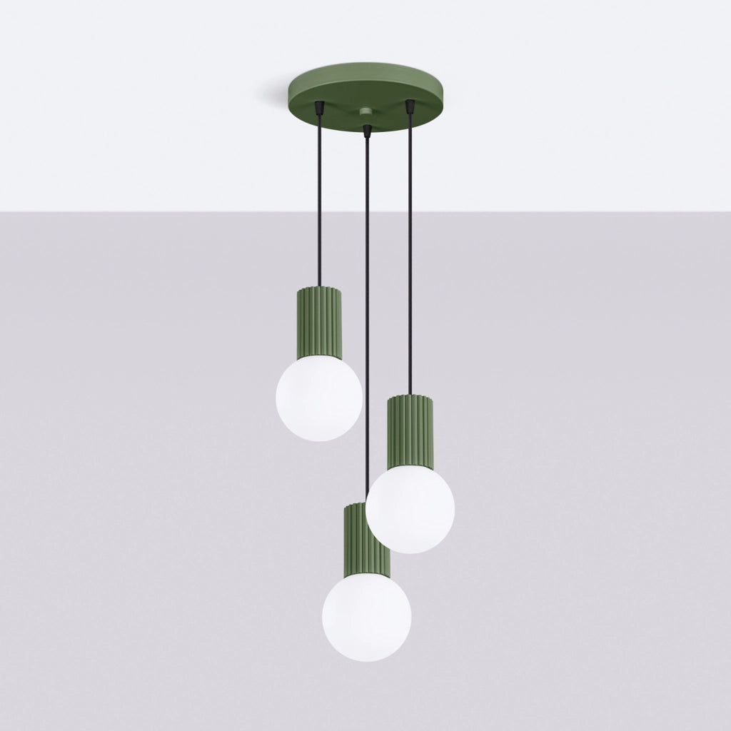 Lampada a sospensione HALO 3P verde oliva
