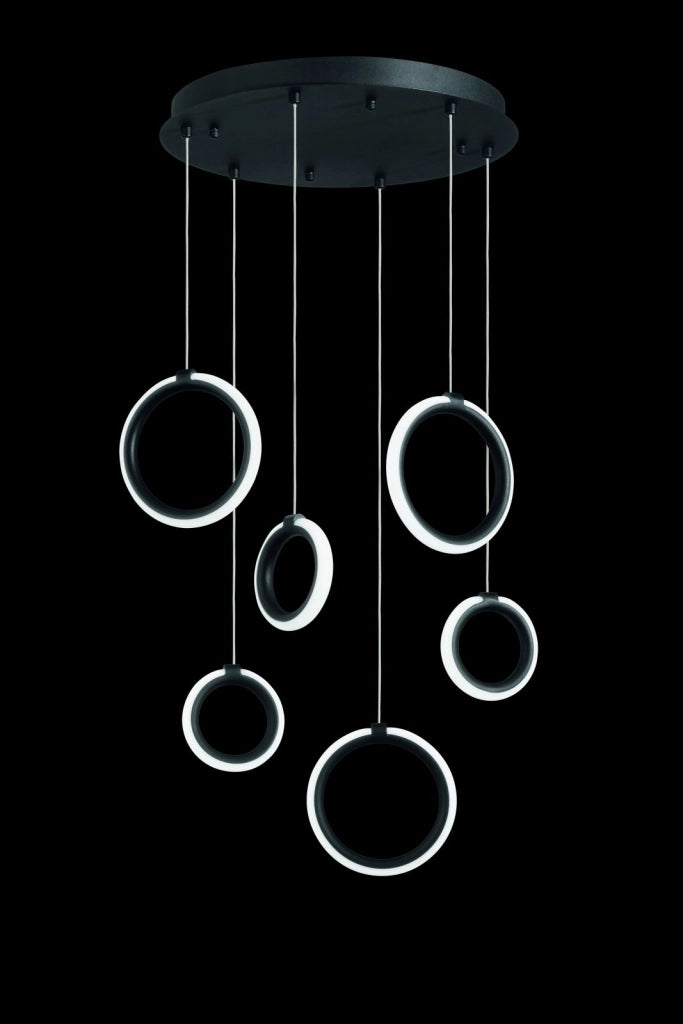 SOSPENSIONE 6 LUCI PINTA NERO LED 3000K 2520LM 42W DIMMERABILE SENZA VETRO DIMMERABILE