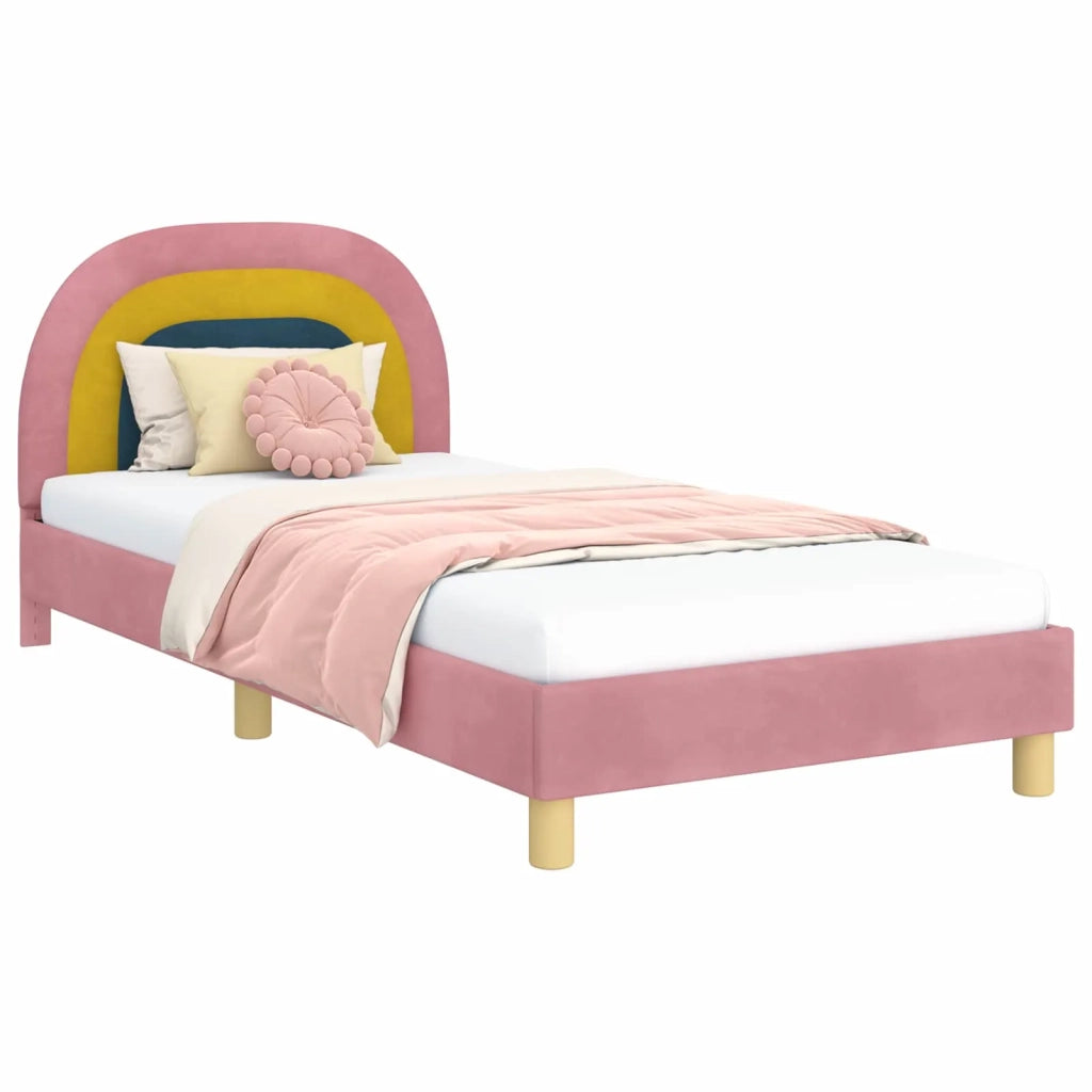 Struttura letto bambini con testata Rosa 90 x 190 cm Velluto 42011011