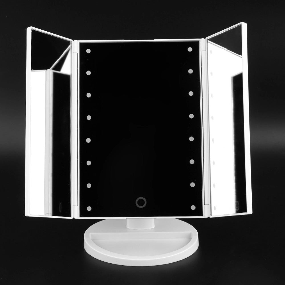 Trade Shop - Specchio Da Trucco Illuminato 22 Led Portatile 4 Specchi Make Up 1x 2x 3x 180° -