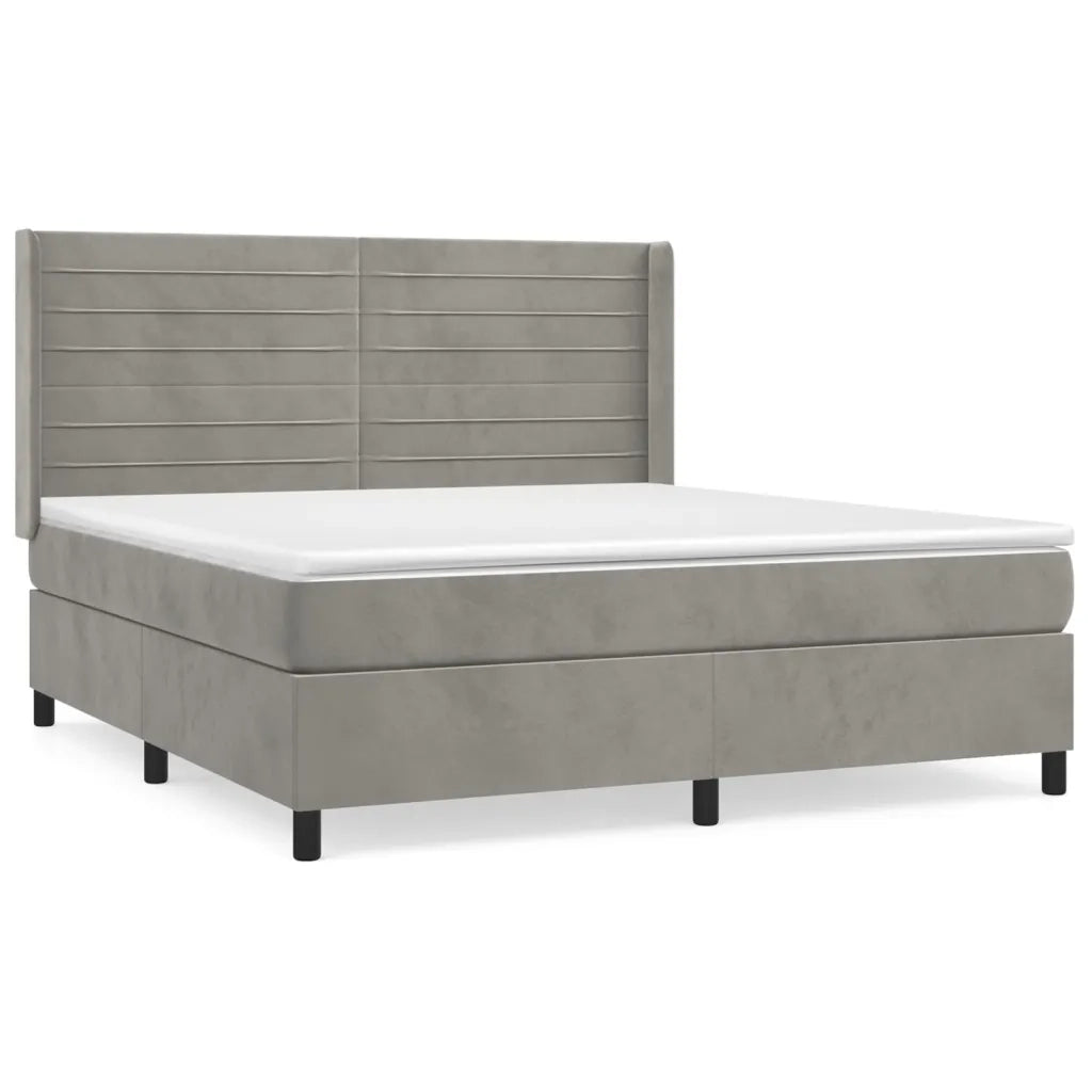 Giroletto a Molle con Materasso Grigio Chiaro 160x200cm Velluto 3132747