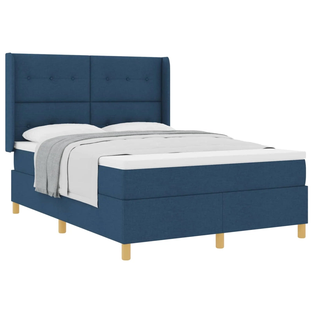Letto a molle con materasso Blu 160 x 200 cm Tessuto