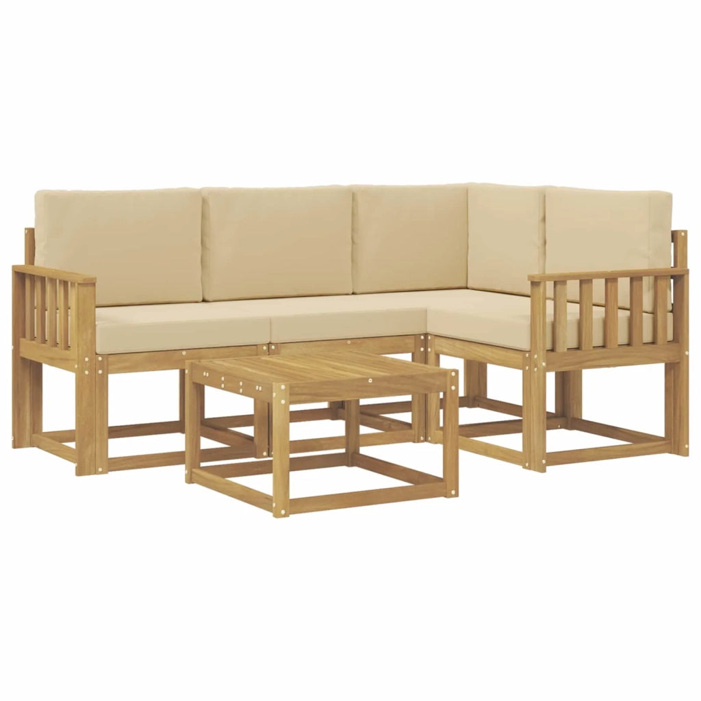 Set di divani da esterno con cuscino 5 pcs Bianco e Beige 3387592