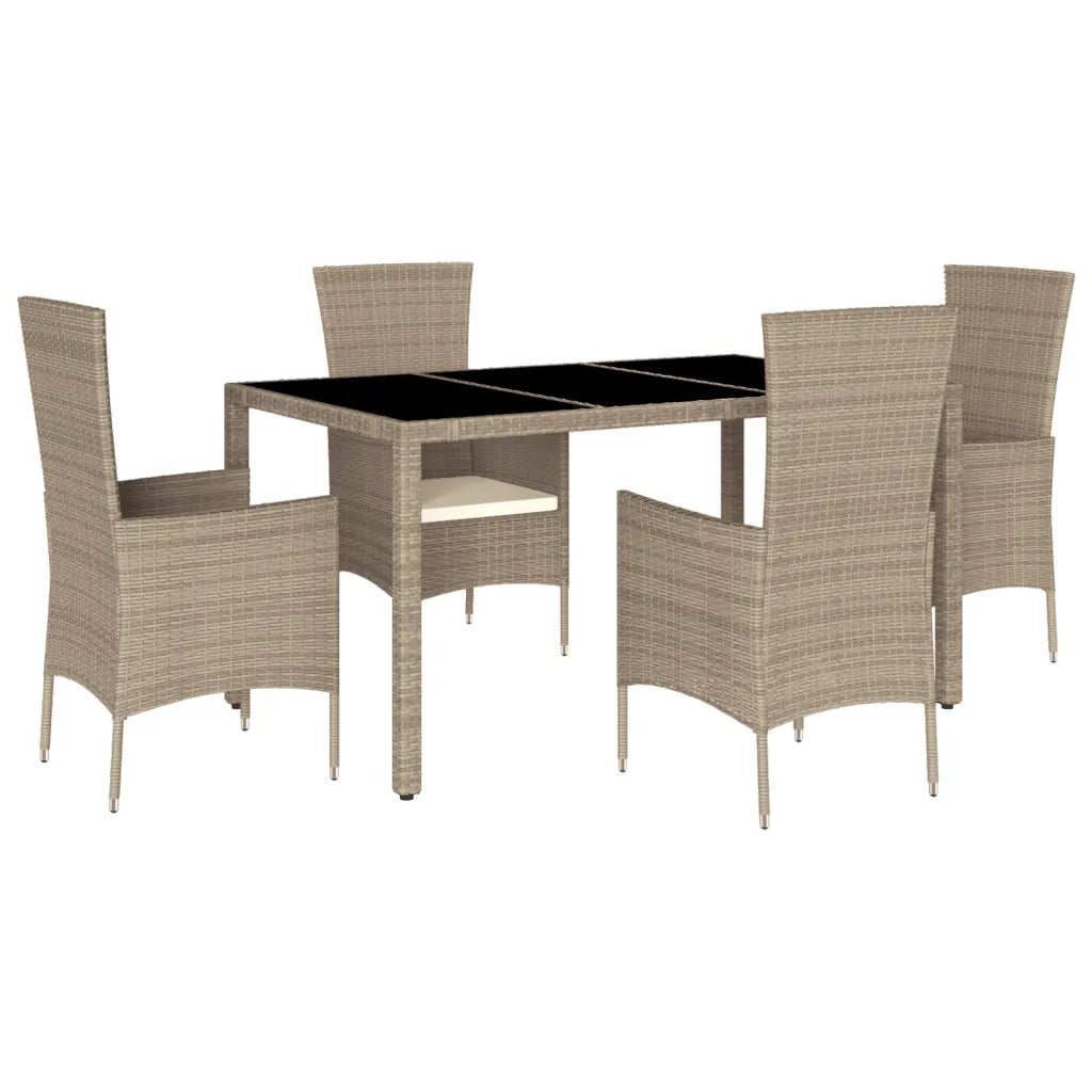 Set da Pranzo da Giardino 5 pz con Cuscini Beige in Polyrattan 3277571