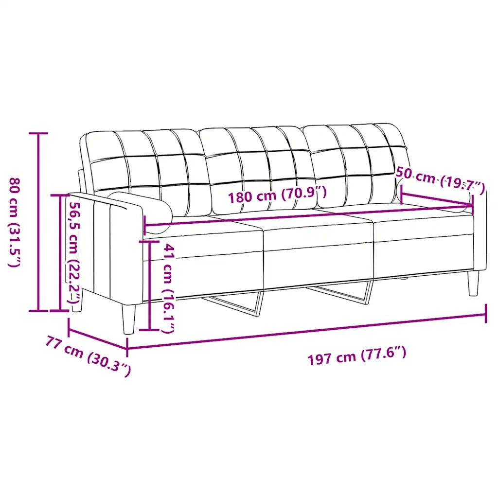 Divano a 3 Posti con Cuscini-Sofa 3 Posti con Cuscini Nero 180 cm in Velluto 147019