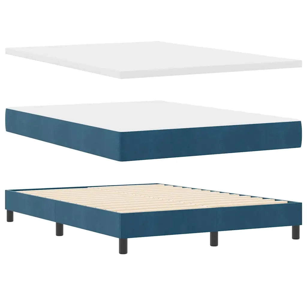 Letto a Sorgente LED con led Blu Scuro 140 x 200 cm Velluto