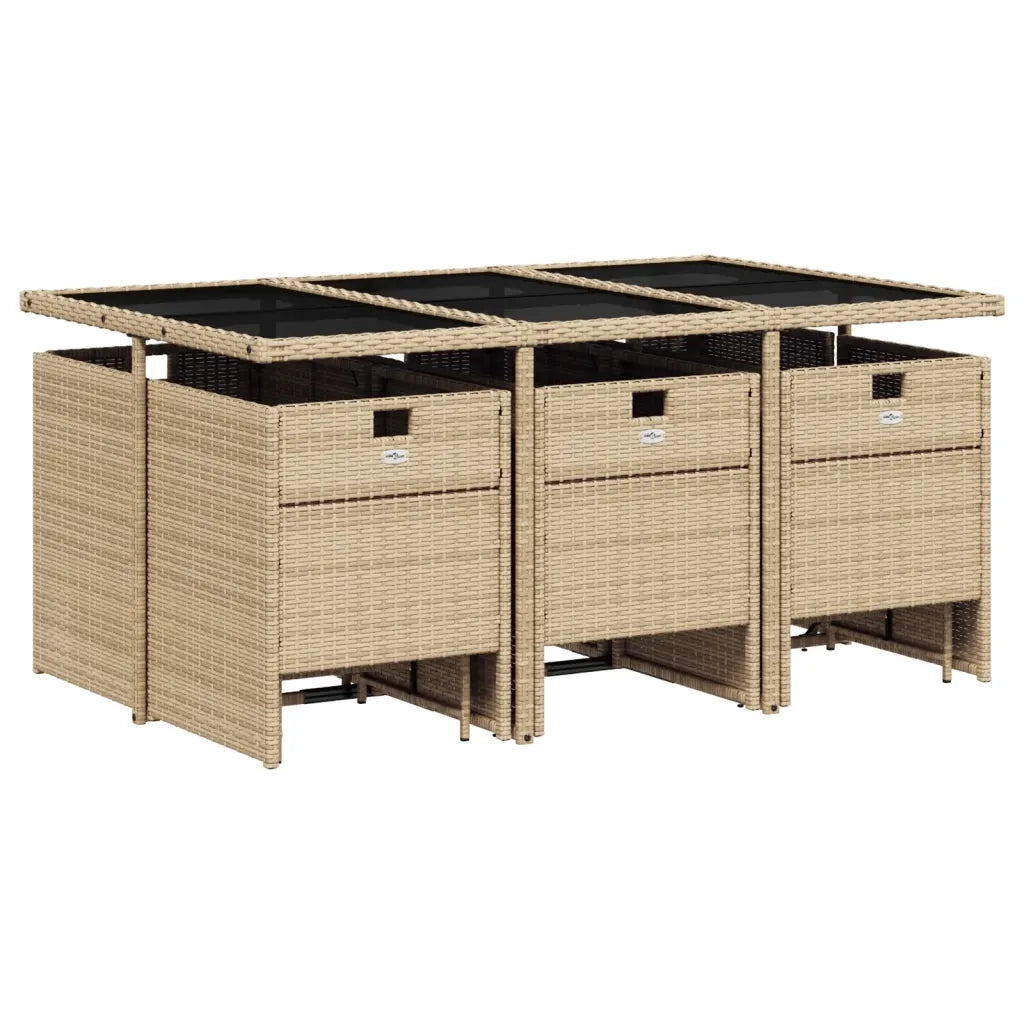 Set Pranzo da Giardino 11 pz con Cuscini Beige Misto Polyrattan 3277739