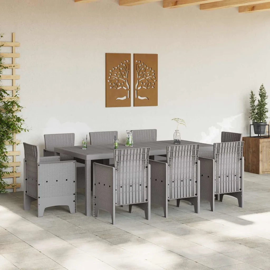 Set da Pranzo per Giardino 9 pcs Grigio Chiaro Polipropilene 3378589