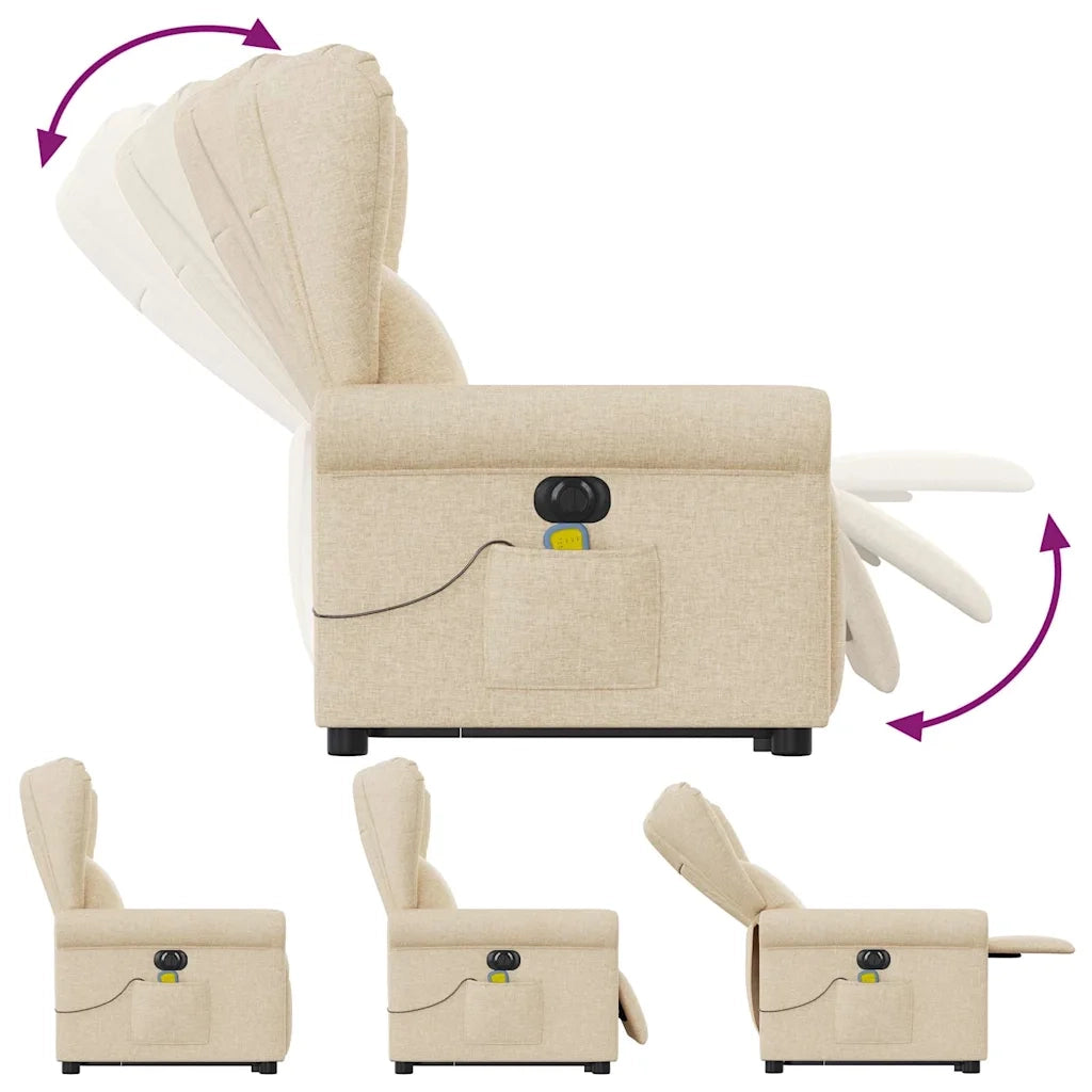 Poltrona Alzapersona Massaggiante Elettrica Crema in Tessuto 3303412