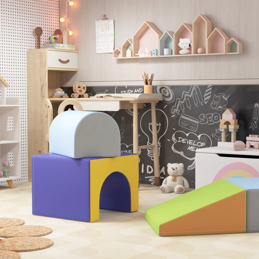 Set 4 blocchi morbidi arrampicata e scivolo ¨C Xylo ¨C rivestimento ecopelle multicolore per bambini 1-3 anni