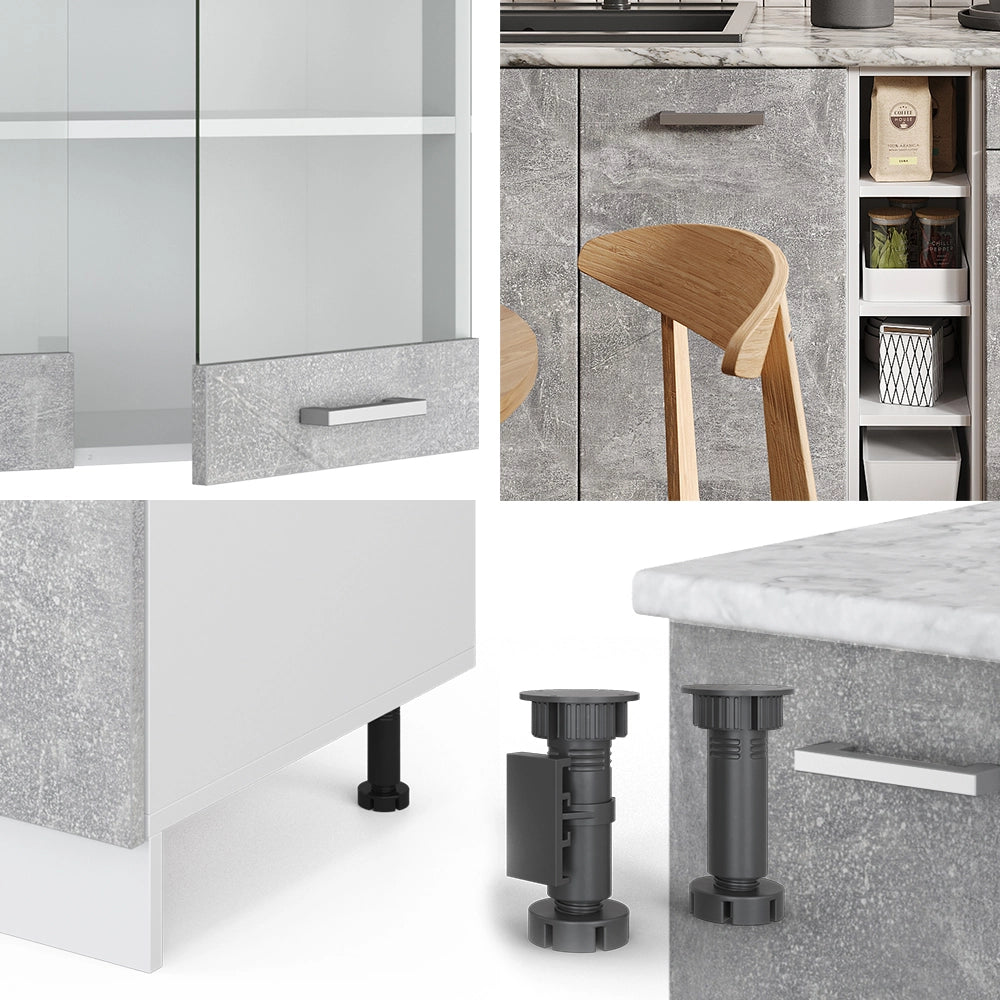 Vicco Cucina completa Cemento/Bianco 160 cm , PL Marmo