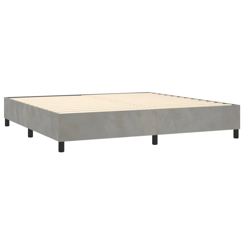 Letto a Molle Materasso e LED Grigio Chiaro 200x200 cm Velluto 3139643