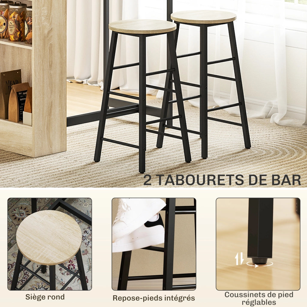 Tavolo da bar con sgabelli ¨C Minimal ¨C Quercia e nero