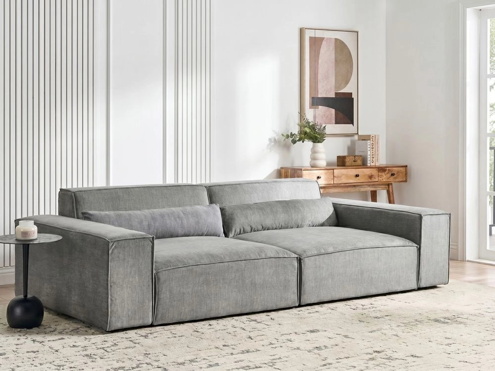 Divano componibile a 2 posti Divano componibile in tessuto grigio con gambe nere Soggiorno moderno