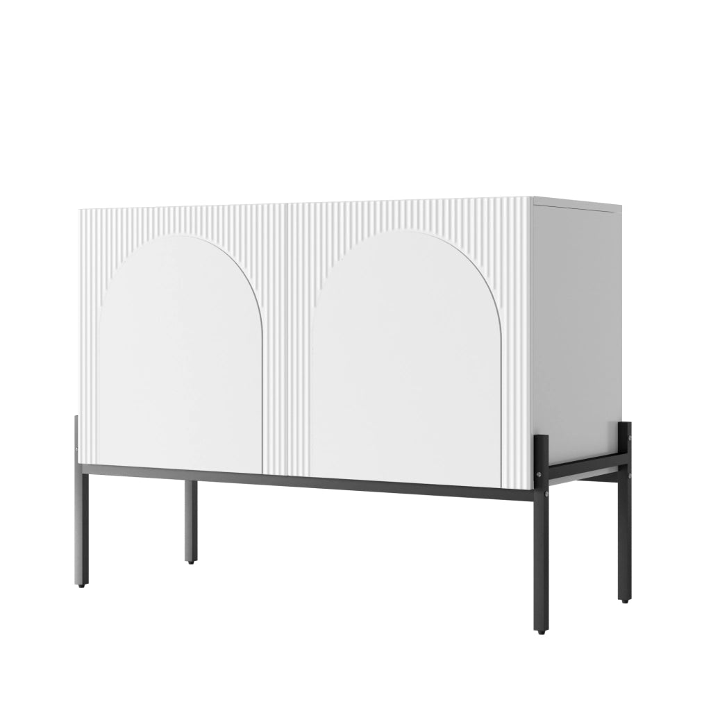 SIDEBOARD a 2 ante 100x40x75 cm in pannello di legno bianco