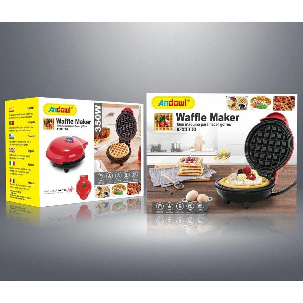 Trade Shop - Mini Waffle Maker Macchina Antiaderente Per Waffle Cialde Frittelle 350w Q-hb66 -