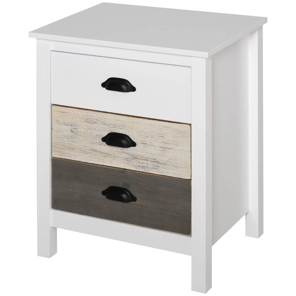 Comodino con 3 cassetti ¨C Minimal ¨C Bianco 50x38x65 cm