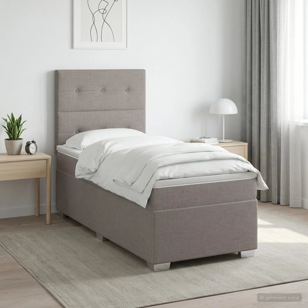 Letto box spring con materasso Tortora 80 x 200 cm Tessuto 3453280