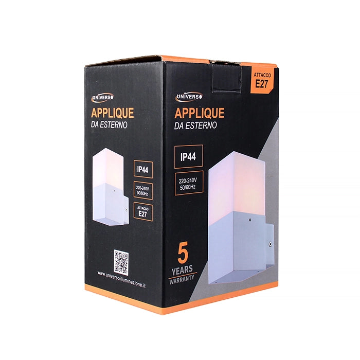 APPLIQUE DA PARETE PER ESTERNO N ALLUMINIO E ACRILICO PER LAMPADINE E27 - DESIGN MODERNO E VERSATILE IDEALE PER INTERNI ED ESTERNI