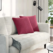 Cuscini da Divano 2 pz-Set di 2 Cuscini per Sofa Rosso Vino 45 x 45 cm Tessuto in Cords